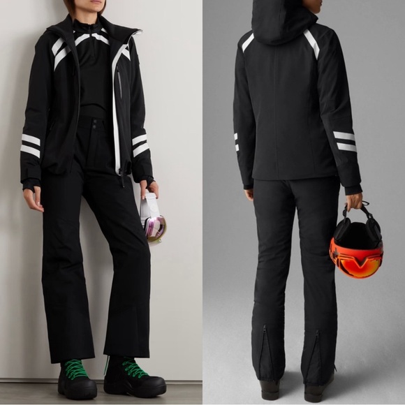 Bogner Fire + Ice Dewi-T Hooded Padded Striped Ski Jacket Size 6 NWT Black - Picture 2 of 14